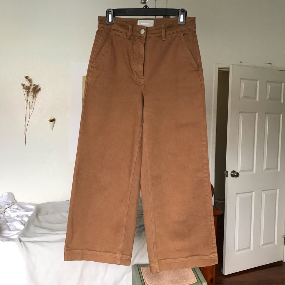 Everlane wide leg crop pants in ochre